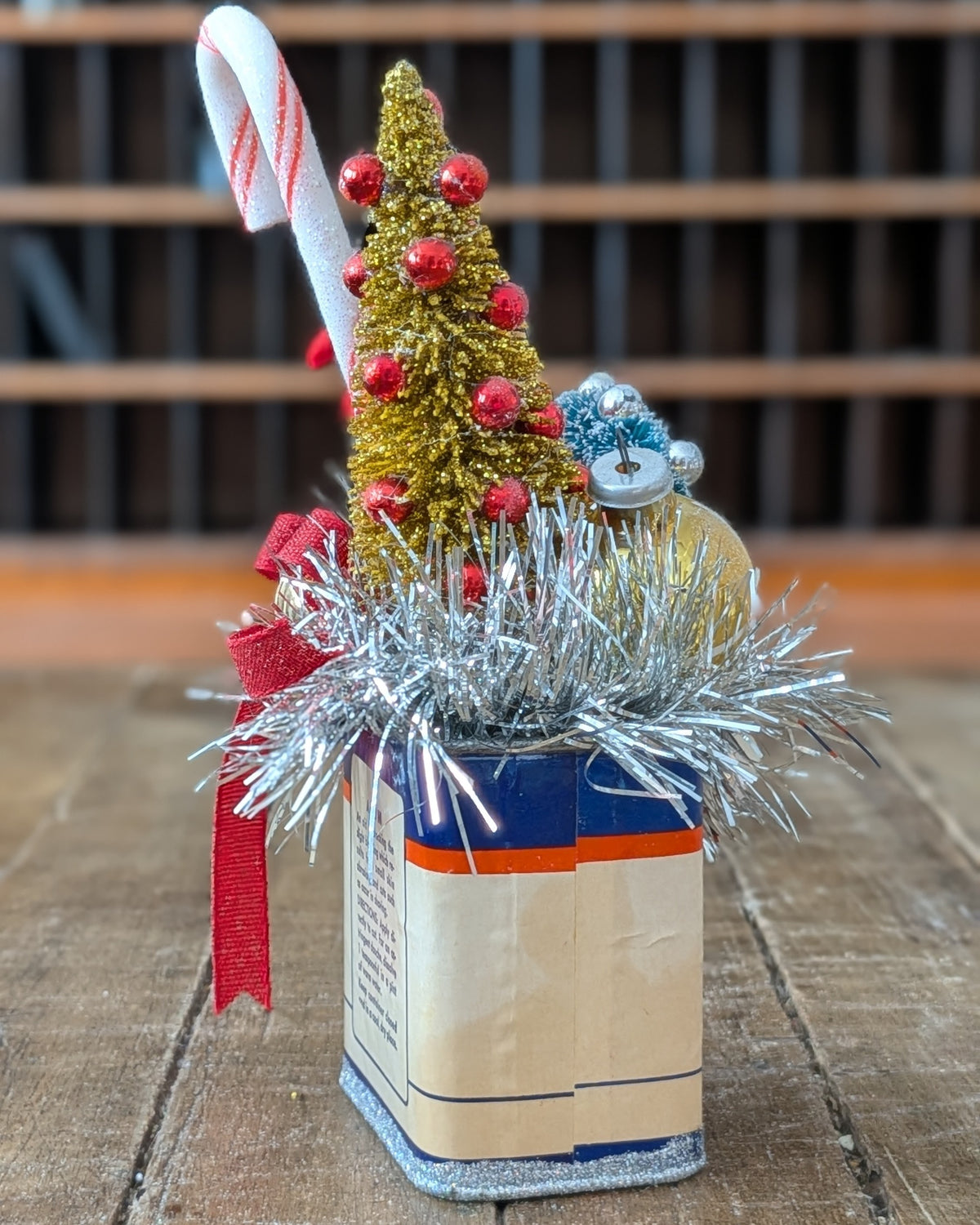 Handcrafted Vintage Alum Tin Christmas Assemblage