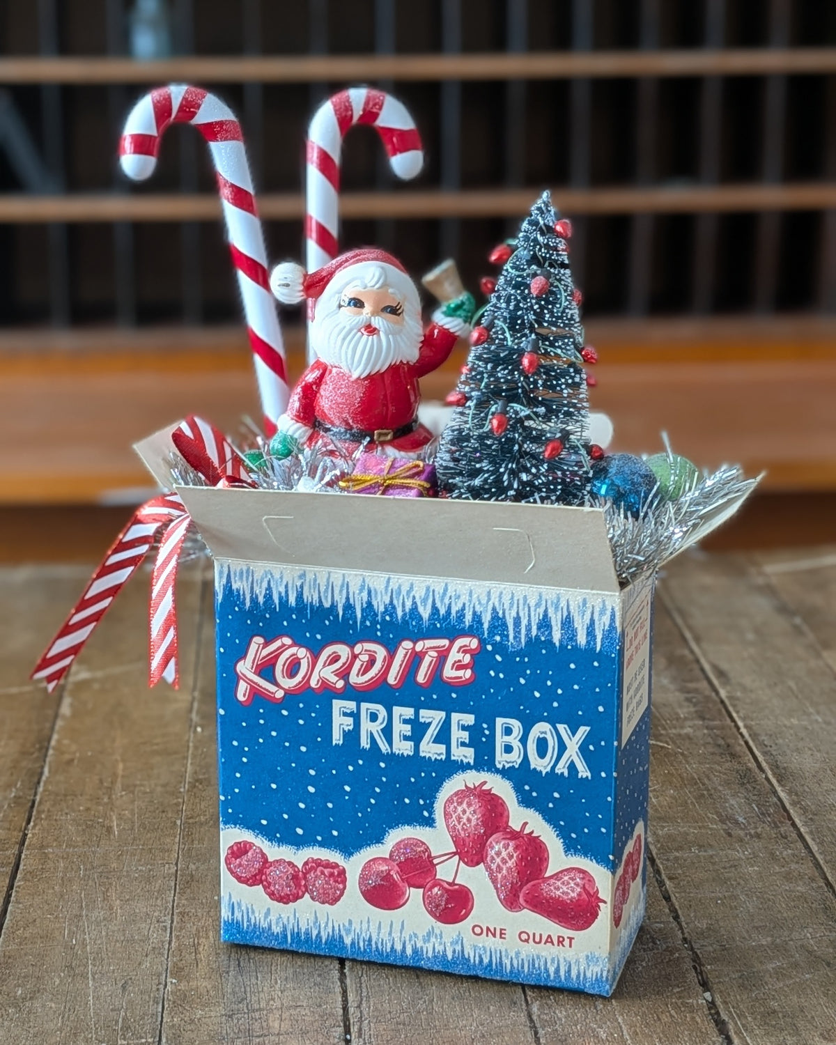 Handcrafted Kordite Freze Box Christmas Assemblage