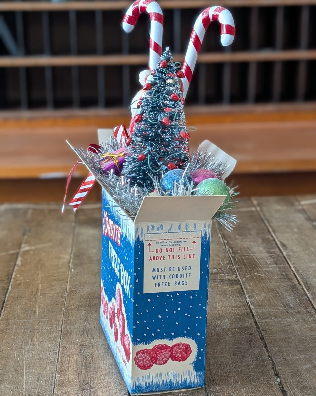 Handcrafted Kordite Freze Box Christmas Assemblage