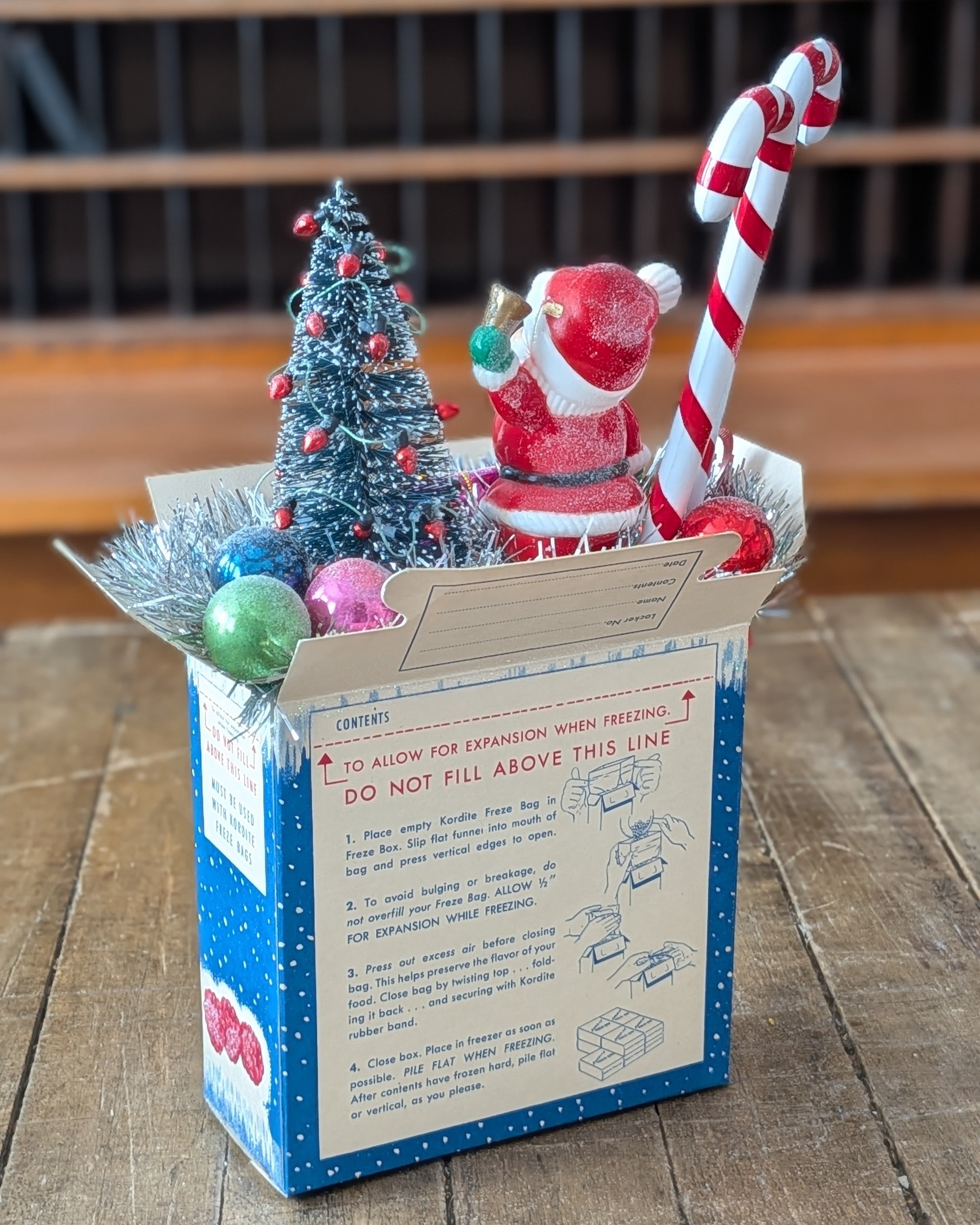 Handcrafted Kordite Freze Box Christmas Assemblage