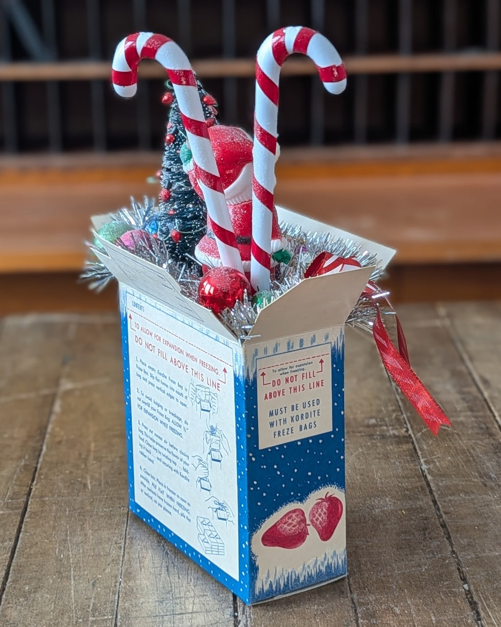 Handcrafted Kordite Freze Box Christmas Assemblage