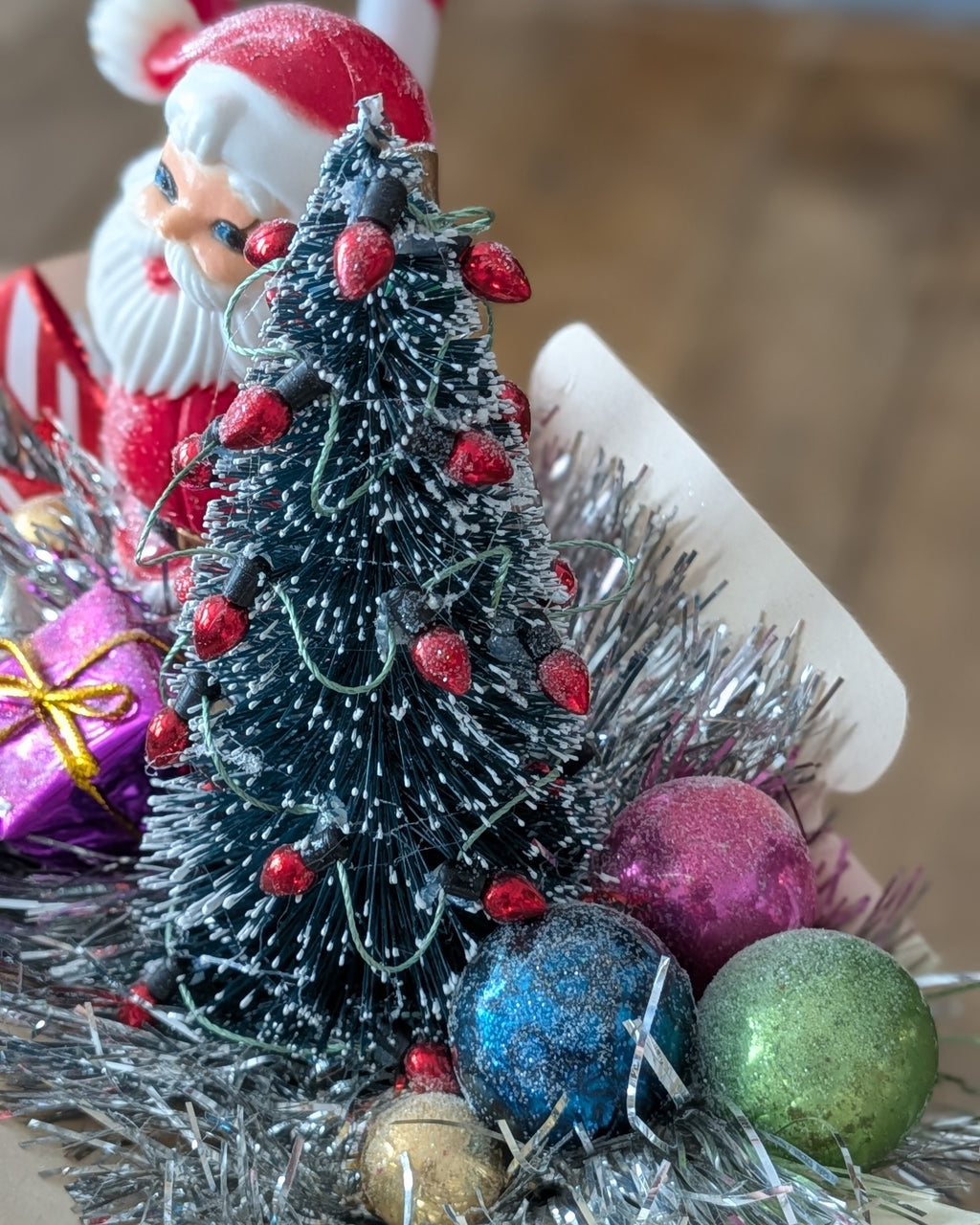 Handcrafted Kordite Freze Box Christmas Assemblage