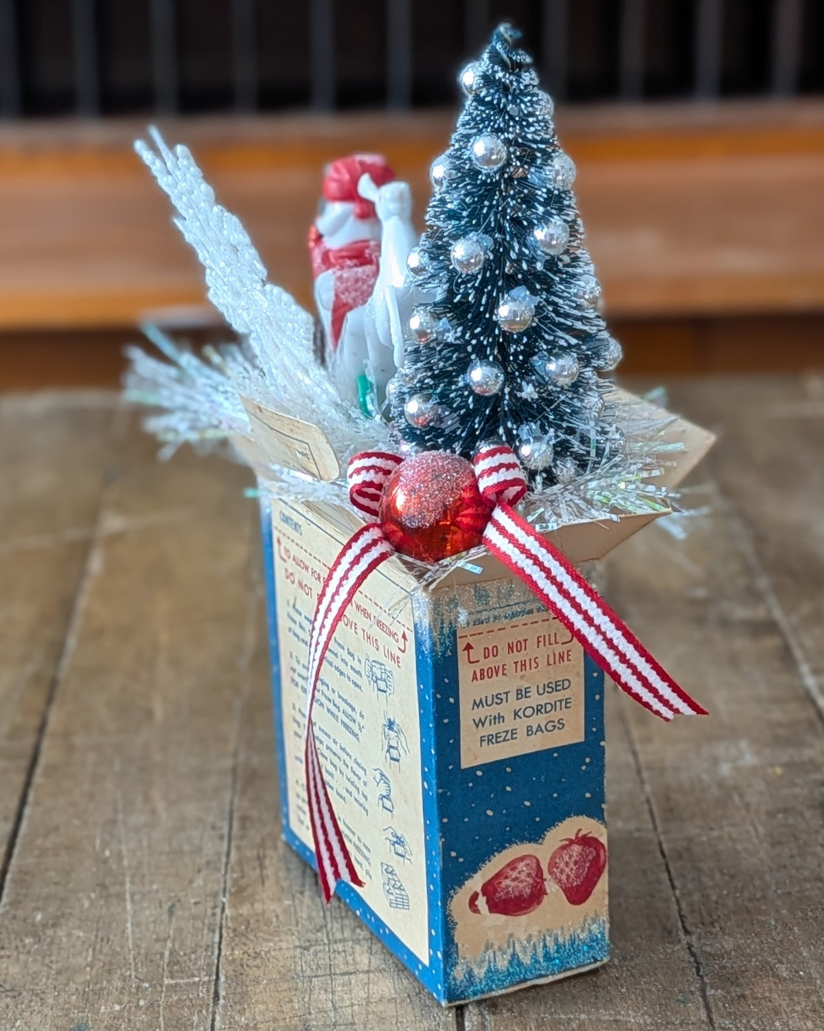 Handcrafted Kordite Freze Box Christmas Assemblage