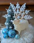 Handcrafted Wooden Spool of Jute Trim with Christmas Assemblage