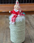Handcrafted Spool of Green Cord with Christmas Assemblage