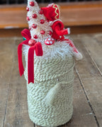 Handcrafted Spool of Green Cord with Christmas Assemblage