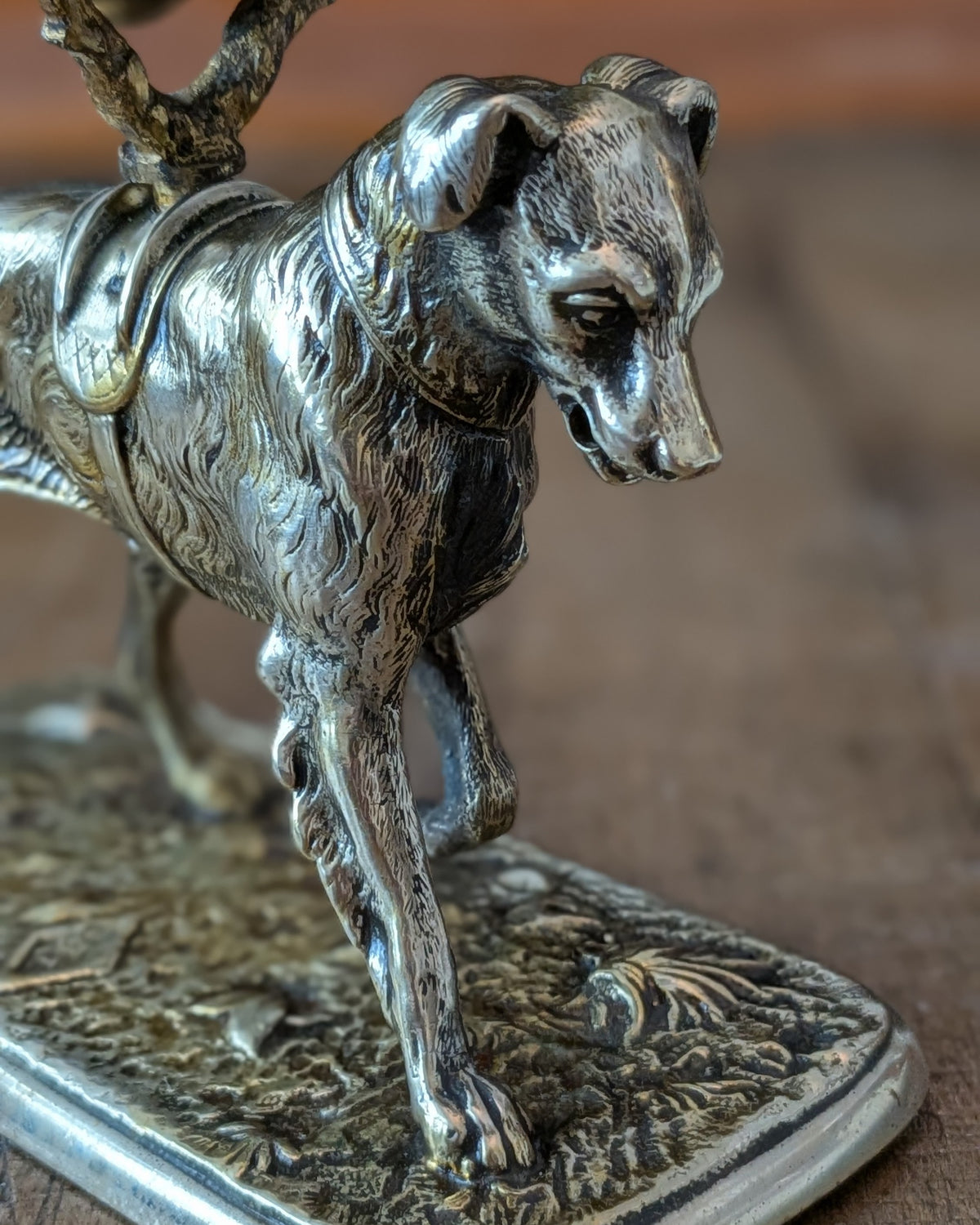 Antique Victorian Brass Figural Dog Desk Bell by William Tonks & Sons (1876)