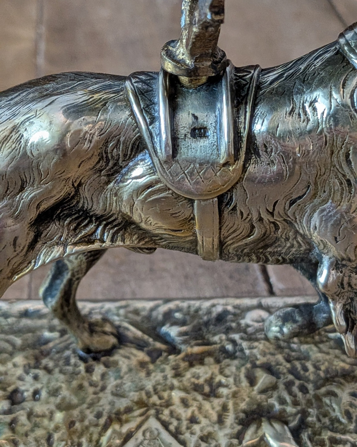 Antique Victorian Brass Figural Dog Desk Bell by William Tonks & Sons (1876)