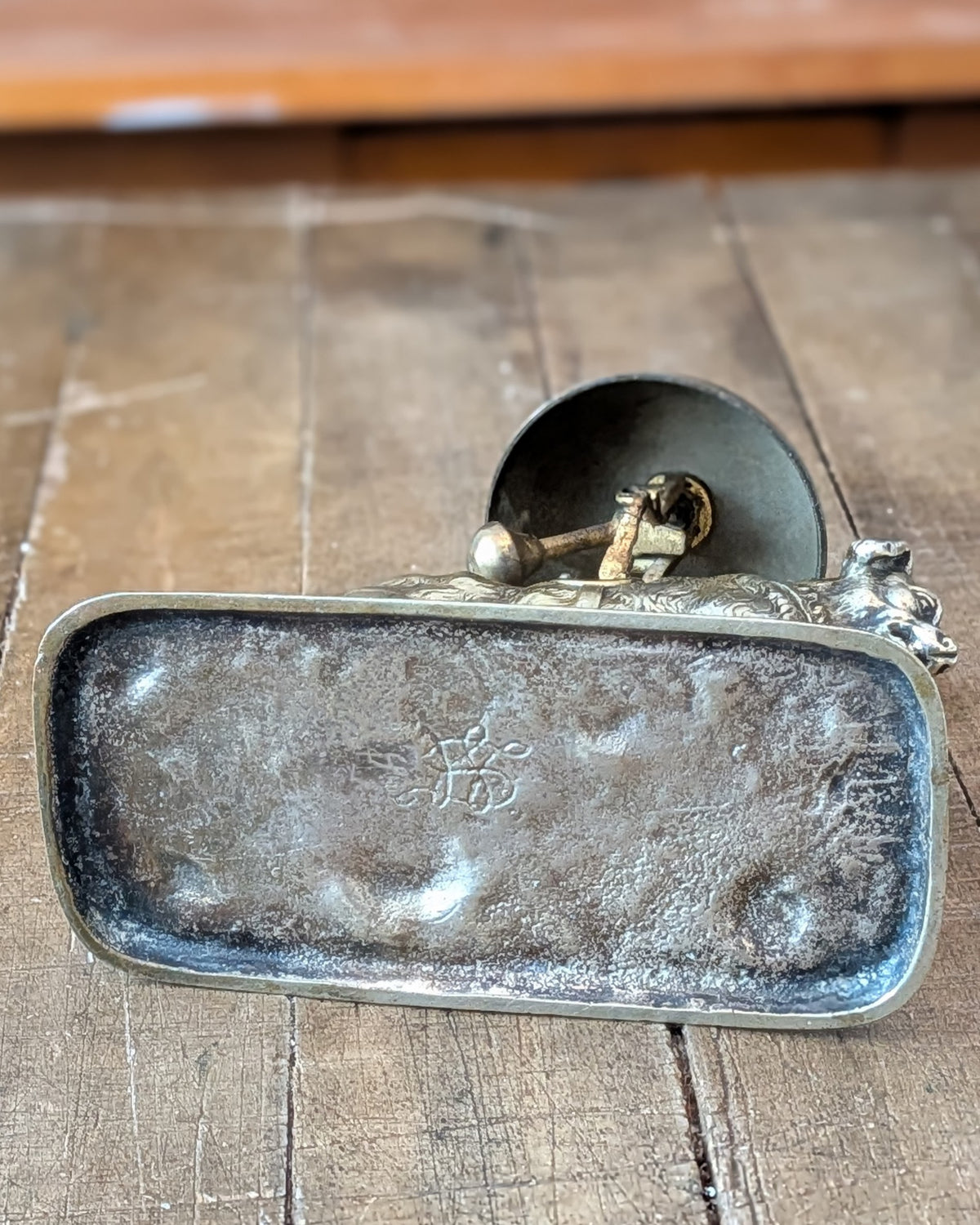 Antique Victorian Brass Figural Dog Desk Bell by William Tonks & Sons (1876)