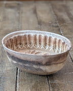 Heavily Stained & Crazed Petite Ironstone Pudding Mold Wheat Sheaf Design, c1890