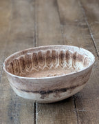 Heavily Stained & Crazed Petite Ironstone Pudding Mold Wheat Sheaf Design, c1890