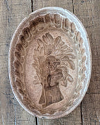 Heavily Stained & Crazed Petite Ironstone Pudding Mold Wheat Sheaf Design, c1890