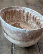 Heavily Stained & Crazed Petite Ironstone Pudding Mold Wheat Sheaf Design, c1890