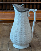 James Dudson "Argyle" Pattern Stoneware Jug with Hinged Pewter Lid, c1865