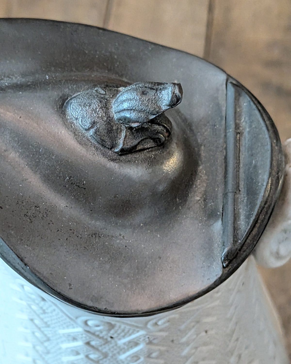 James Dudson "Argyle" Pattern Stoneware Jug with Hinged Pewter Lid, c1865