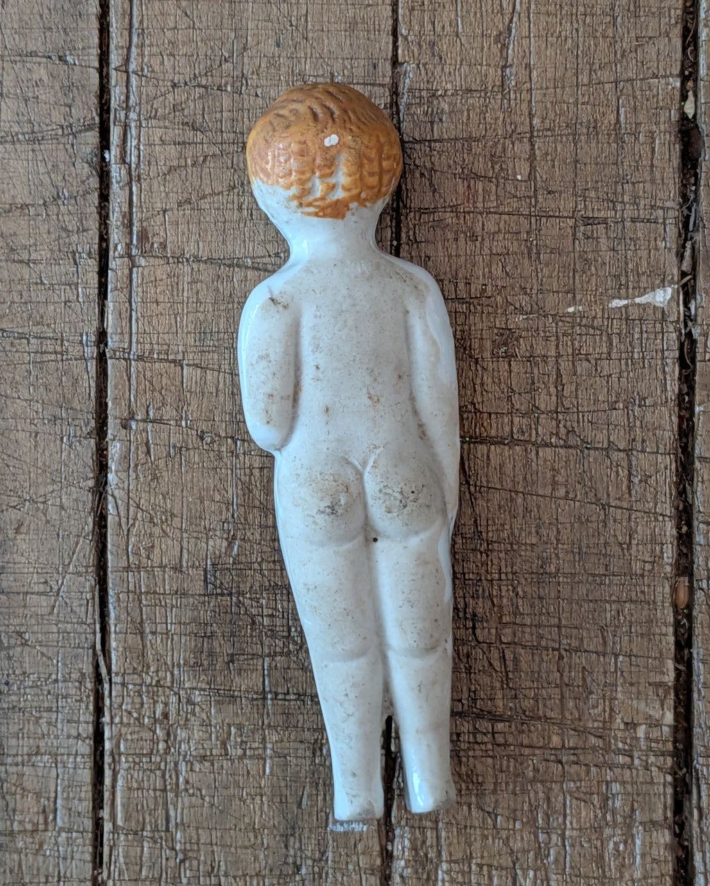 Antique German Bisque Back Bathing Baby, c1860-1890