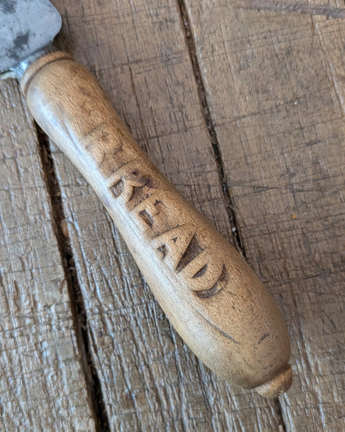 Antique Carved Wooden Handled Bread Knife, c1880-1890