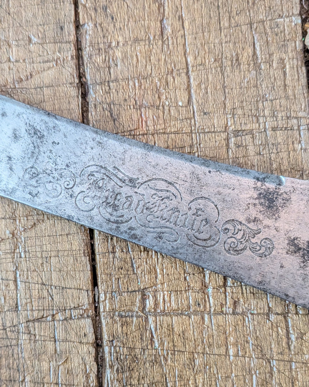 Carved Wooden Handled Bread Knife, c1880-1890
