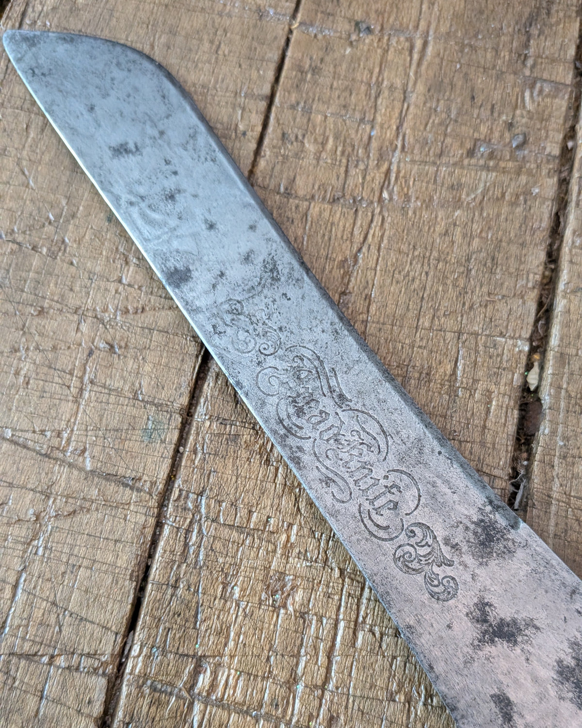 Carved Wooden Handled Bread Knife, c1880-1890