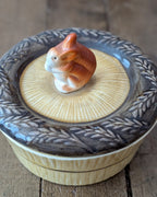 Vintage Ceramic Lidded Preserve/Jam/Honey Dish with Squirrel Handled Lid, c1930