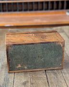 Victorian Wooden Tea Caddy with Shield Inlay on Lid & Diamond Inlay Key Escutcheon, c1810-1850