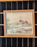 William Henry Pigott Watercolor Landscape with Horse & Cows dated 1867