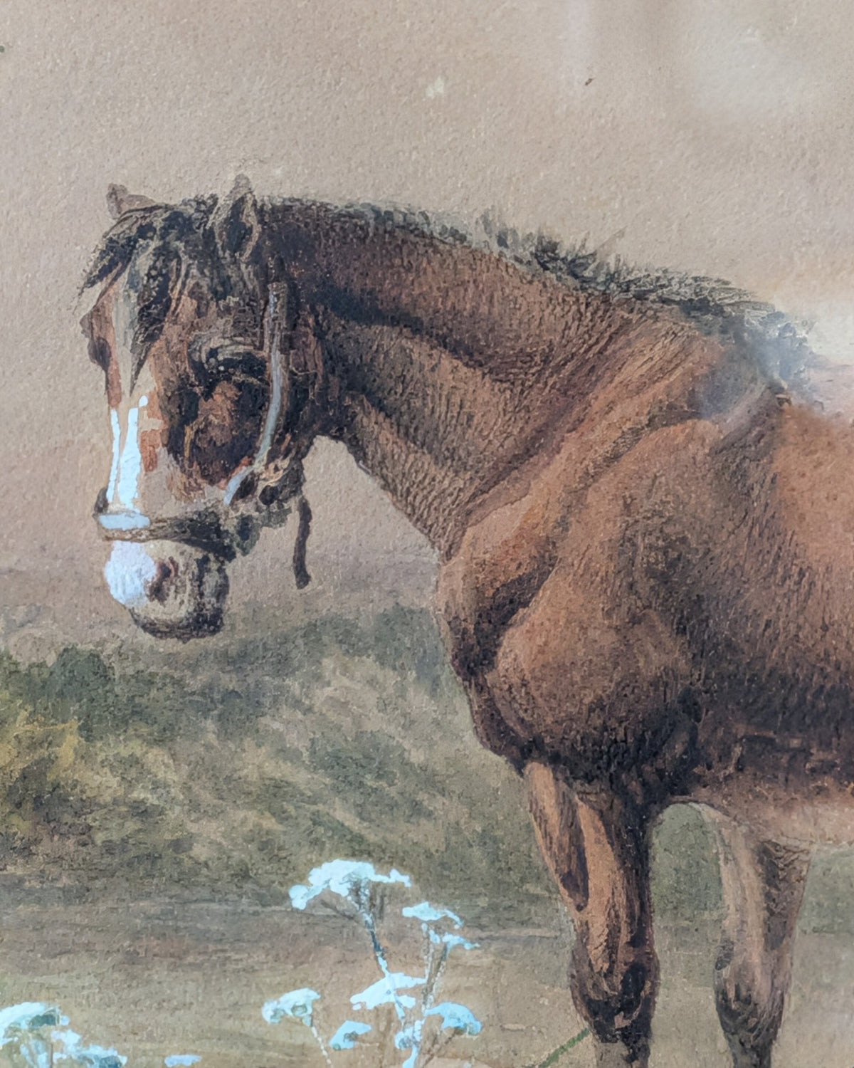 William Henry Pigott Watercolor Landscape with Horse & Cows dated 1867