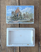 Rectangular Victorian-Era Pratt Ware Lidded Pot, c1850-1880