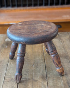 Burr Elm Candle Leg Stool, c1910