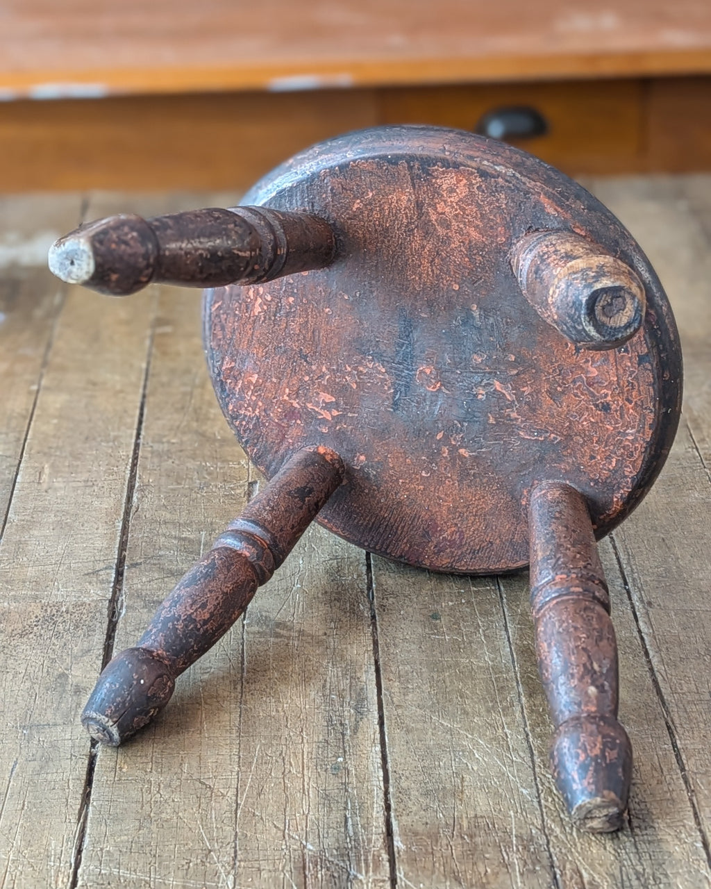 Burr Elm Candle Leg Stool, c1910