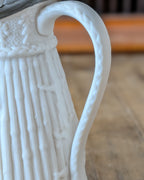 Victorian Parian Ware Syrup Jug with Hinged Pewter Lid