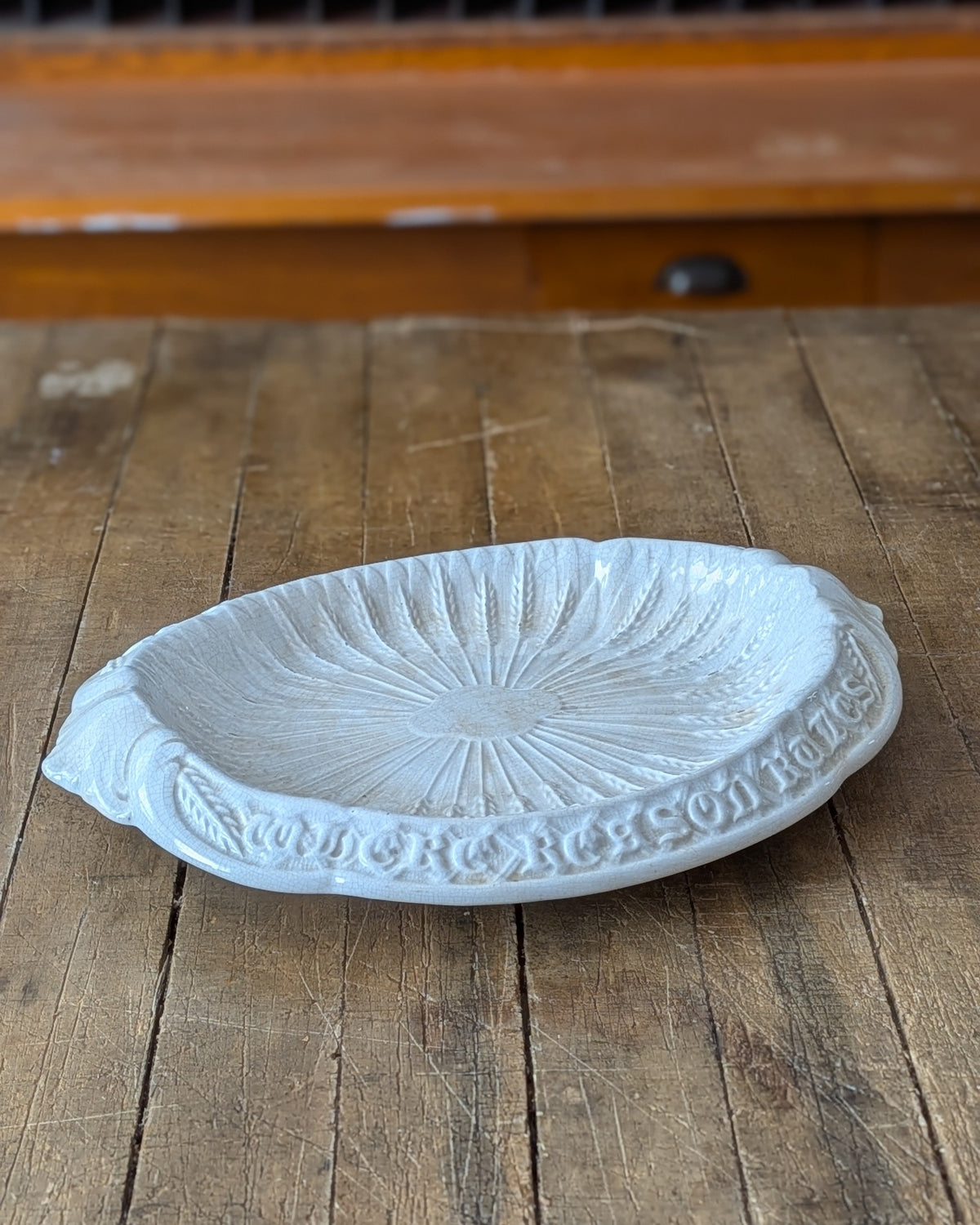 Antique Victorian Ironstone Bread Plate, c1850-1890