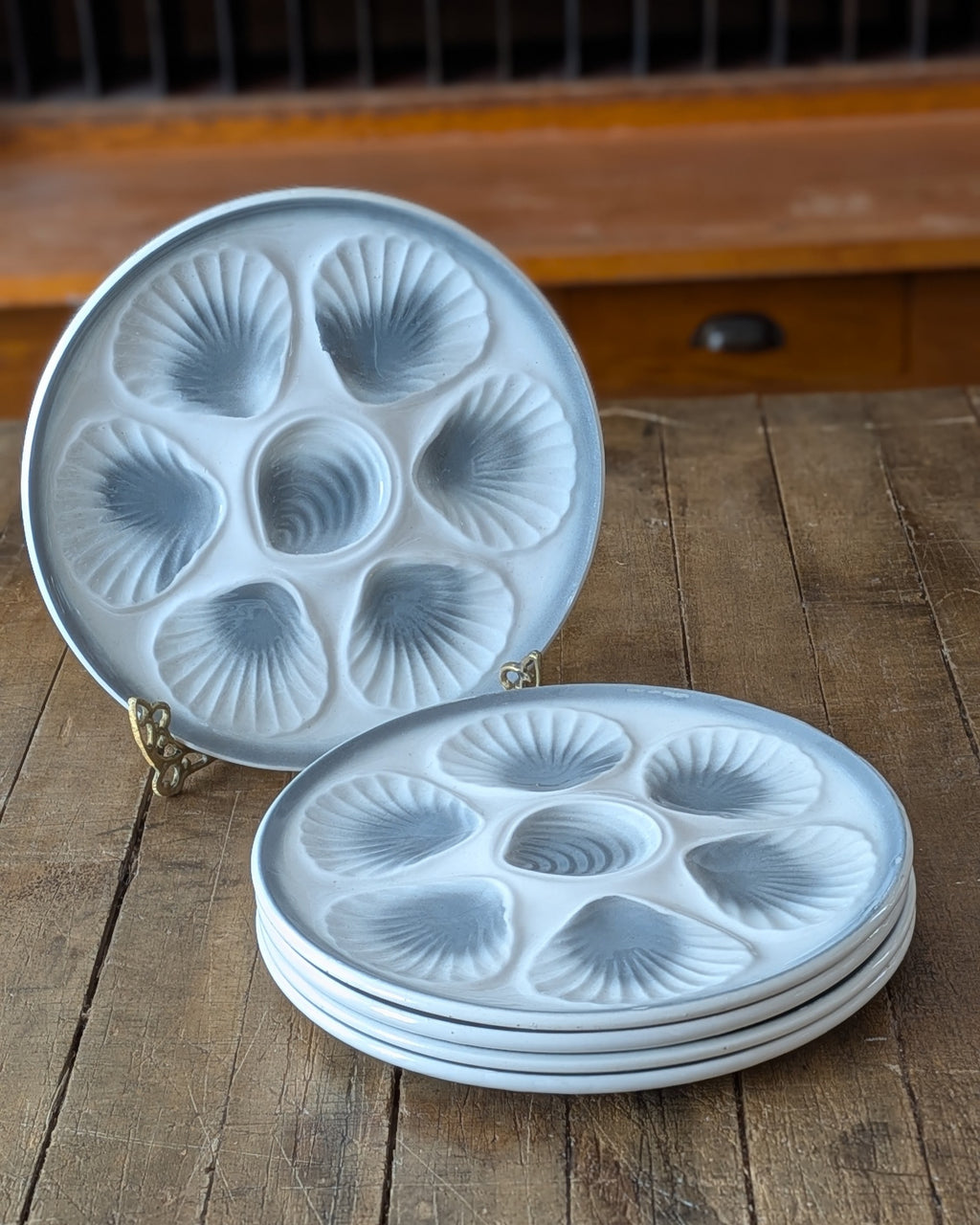 Vintage French Moulin des Loups Oyster Plates