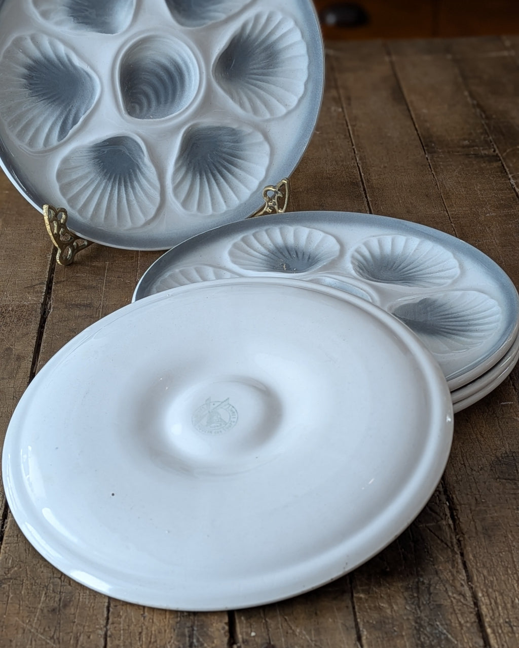 Vintage French Moulin des Loups Oyster Plates