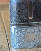 Antique Glass Hip Flask with Leather Wrap, c1890-1910