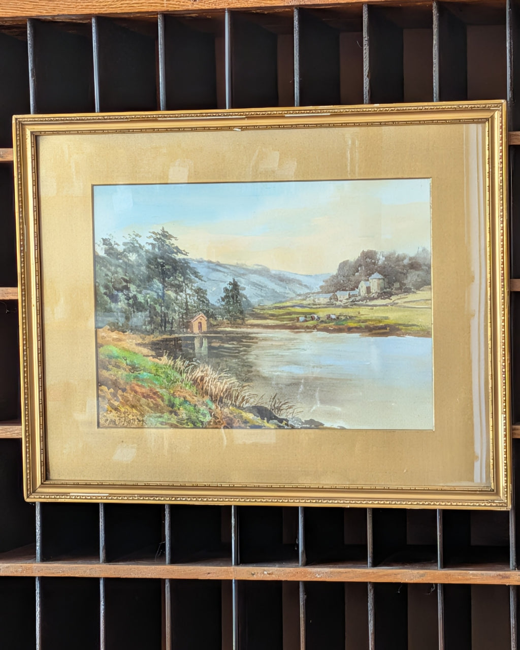 Framed Original Pastoral Watercolor by Charles Potter