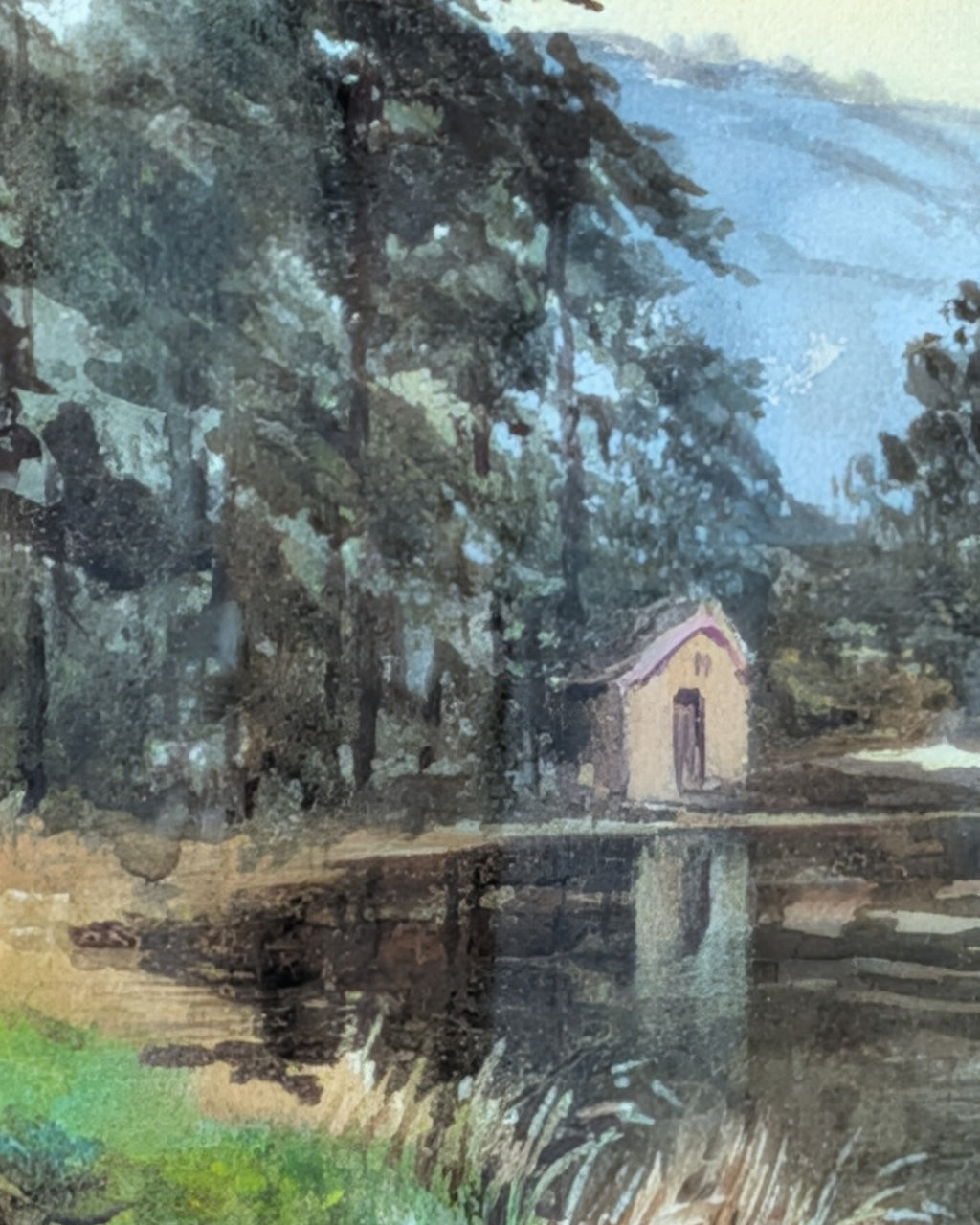 Framed Original Pastoral Watercolor by Charles Potter