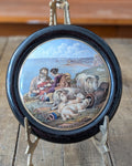 Framed Pratt Ware Pot Lid "Peace", c1890