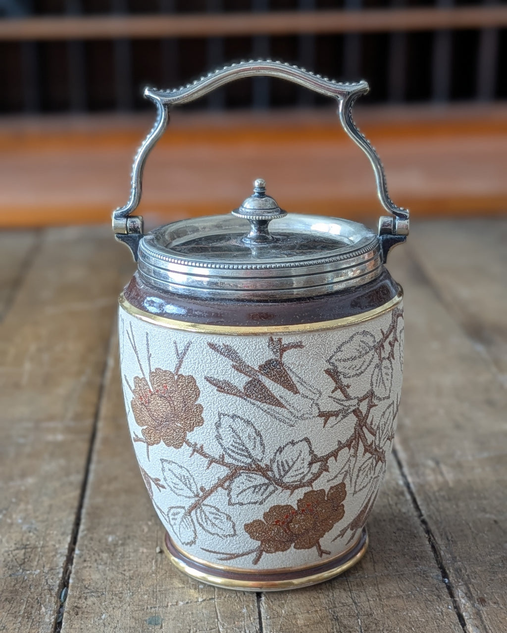 Victorian-era Taylor, Tunnicliffe & Co. Biscuit Barrel, c1886