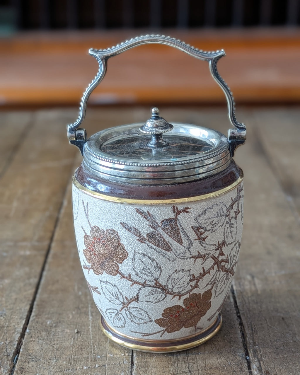Victorian-era Taylor, Tunnicliffe & Co. Biscuit Barrel, c1886