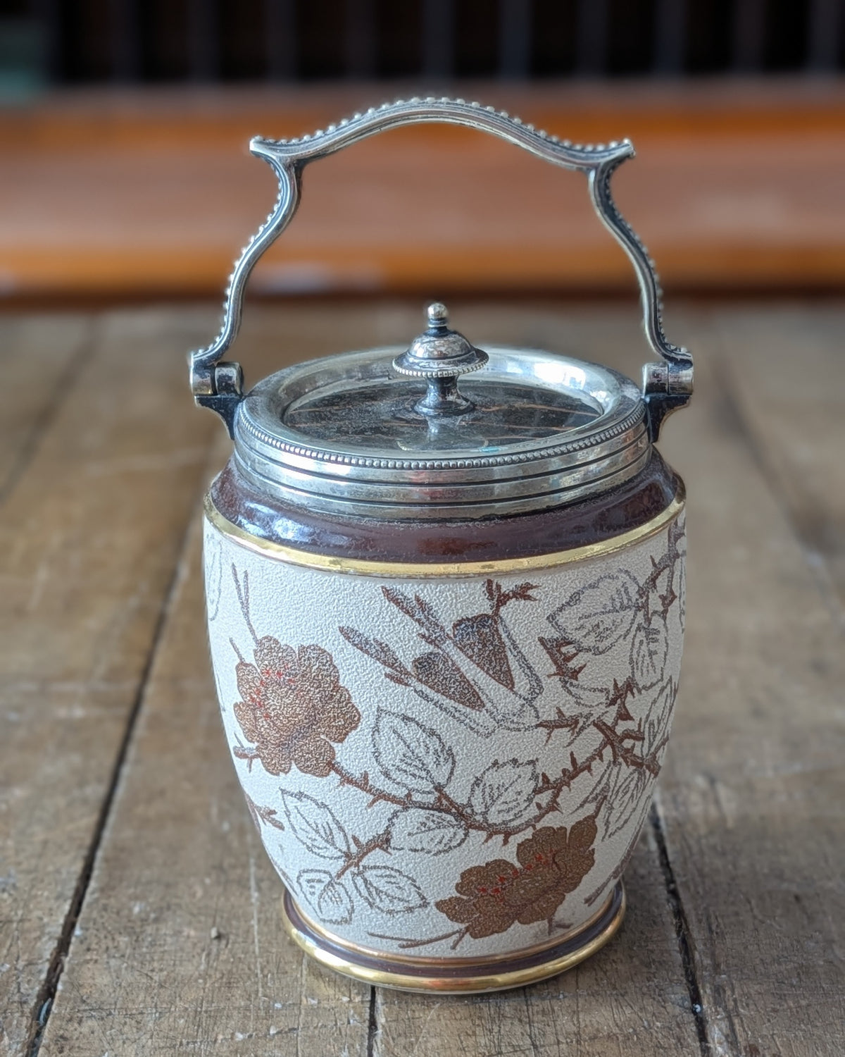 Victorian-era Taylor, Tunnicliffe & Co. Biscuit Barrel, c1886