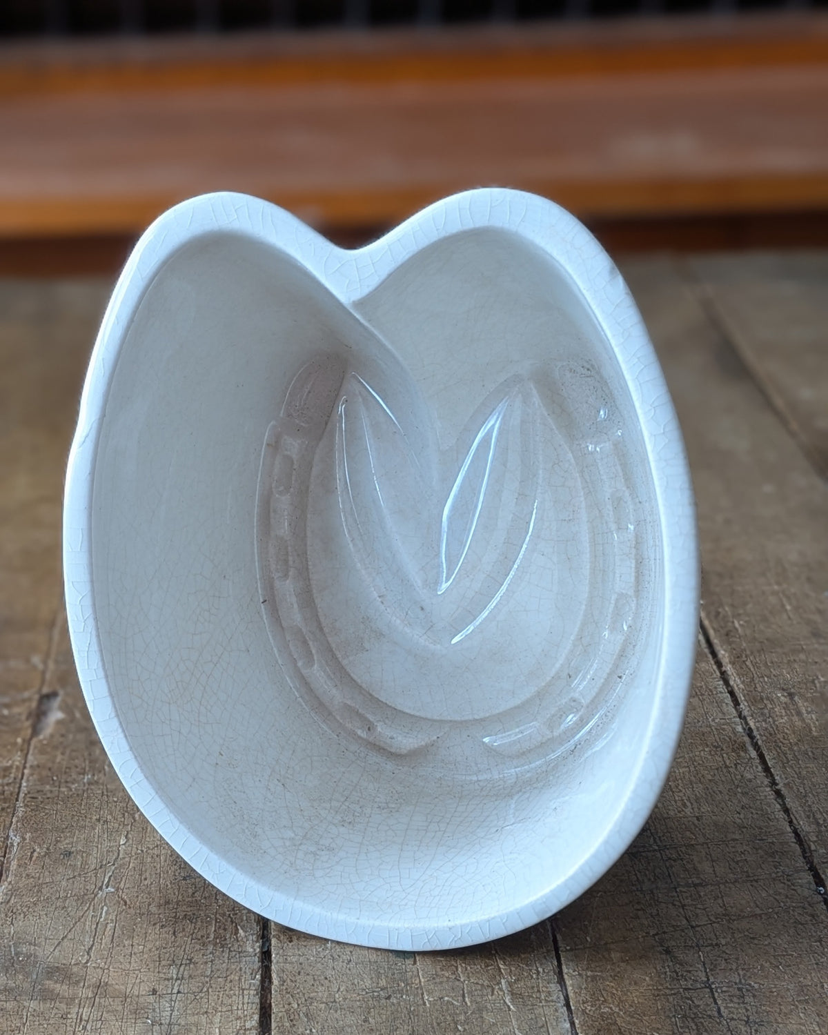 Victorian-Era Ironstone Horseshoe Shaped Pudding Mold, c1890