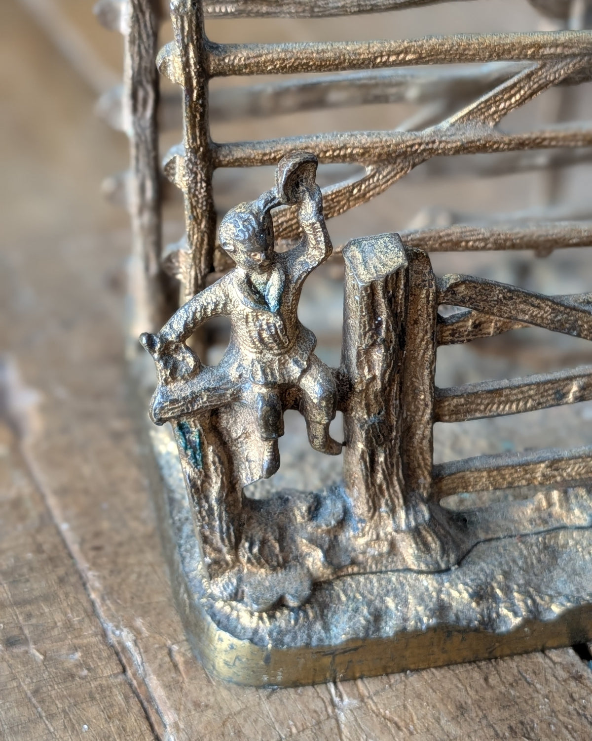 James Cartland & Sons Brass Rustic Gate Letter Holder, c1890-1910