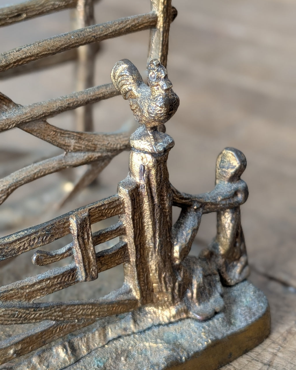 James Cartland & Sons Brass Rustic Gate Letter Holder, c1890-1910
