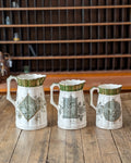 Rare Set of 3 Green Transferware with Gilding Pitchers