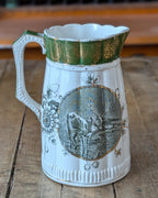 Rare Set of 3 Green Transferware with Gilding Pitchers