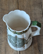 Rare Set of 3 Green Transferware with Gilding Pitchers