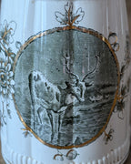Rare Set of 3 Green Transferware with Gilding Pitchers