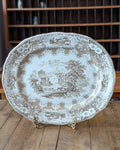 Staffordshire Brown Transferware Serving Platter 'Parma' Pattern, c1862-1891
