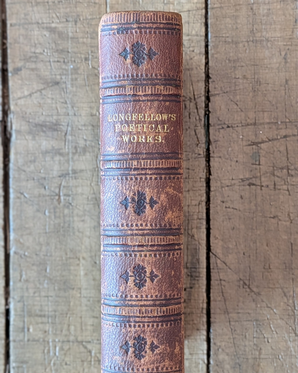 Tooled Leather-Bound "Longfellow's Poetical Works" with Gauffered Gold Edges, c1859-1864